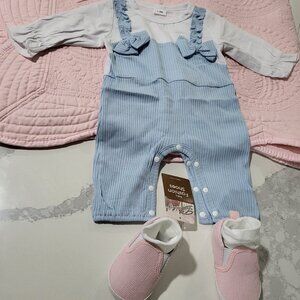NEW Baby Bundle 0–3 Months – 5-Piece Long-Sleeve Romper Set + Shoes & Socks